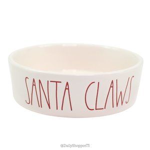Rae Dunn "Santa Claws" Rustic Off-White & Red Glazed Ceramic Cat Food Dish Bowl